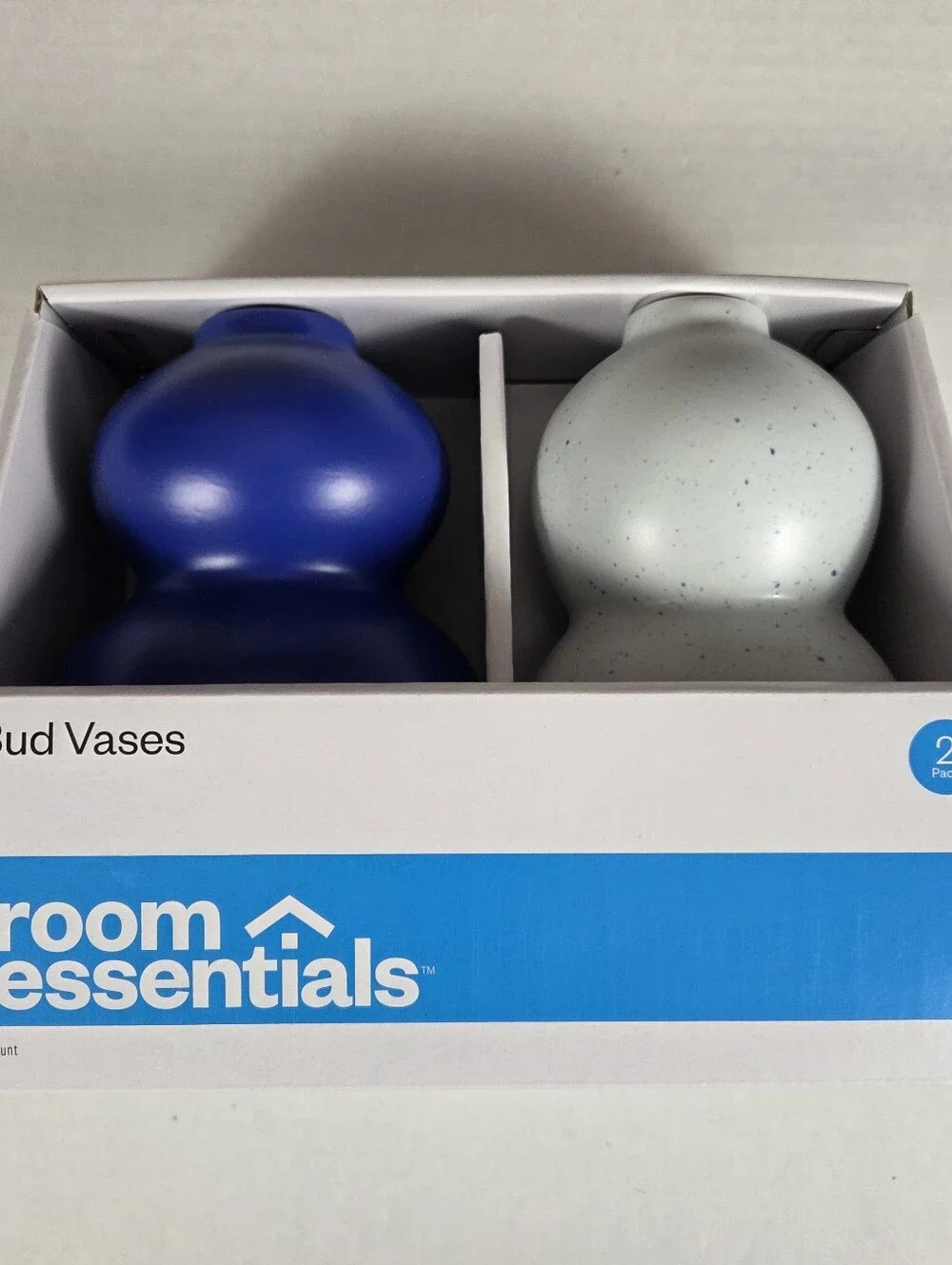 Bud Vases NEW 2 Pack -Blue & White Room Essentials **VASES ARE DIFFERENT SIZES**